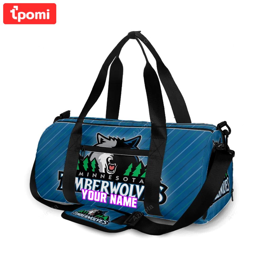 Minnesota timberwolves emblem v4 personalized name travel bag gym bag 1563 Travel Bag