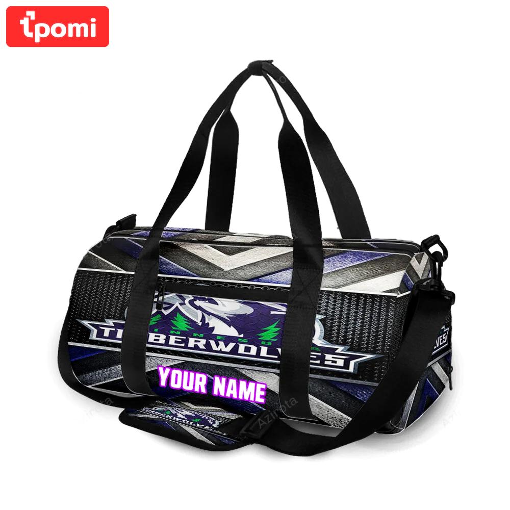 Minnesota timberwolves emblem v43 personalized name travel bag gym bag 612 Travel Bag