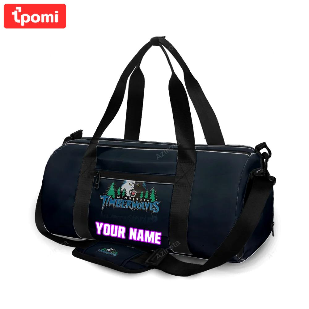 Minnesota timberwolves emblem v8 personalized name travel bag gym bag 87 Travel Bag
