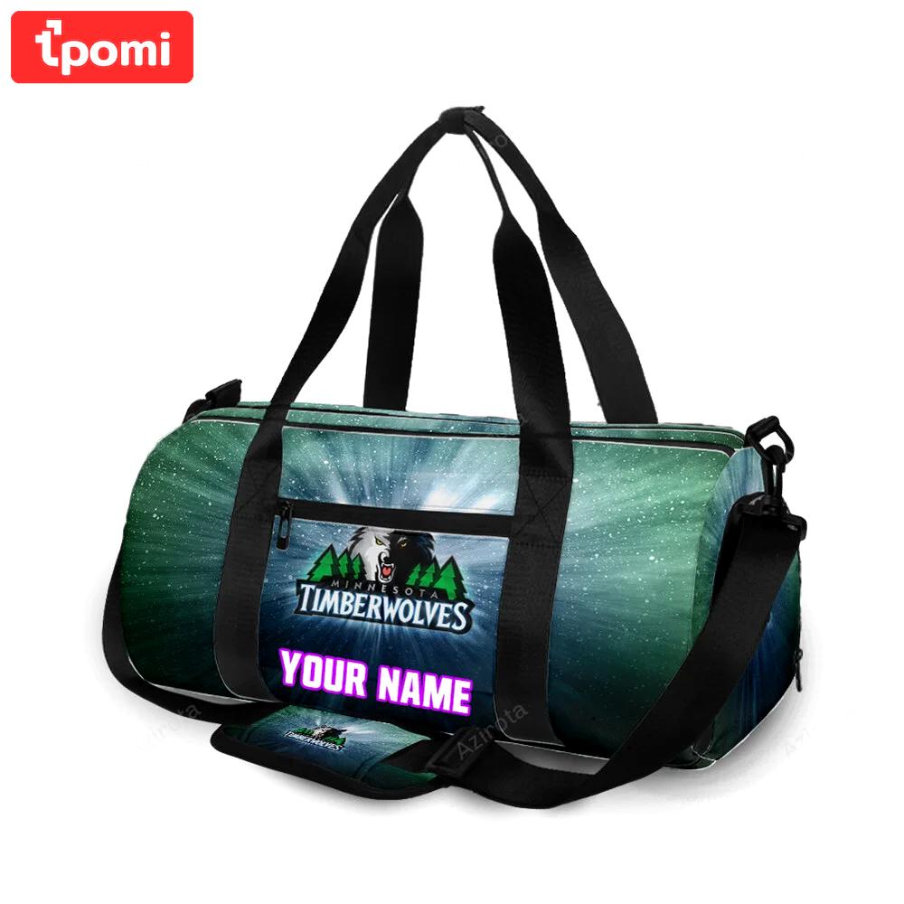 Minnesota timberwolves emblem v9 personalized name travel bag gym bag 82 Travel Bag