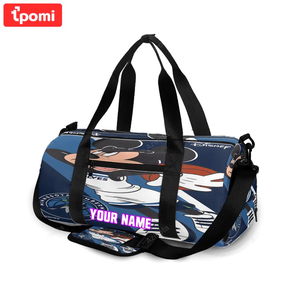 Minnesota timberwolves mickey v49 personalized name travel bag gym bag 2119 Travel Bag