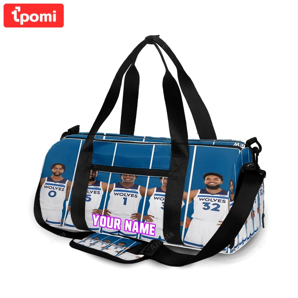 Minnesota timberwolves players v37 personalized name travel bag gym bag 1322 Travel Bag