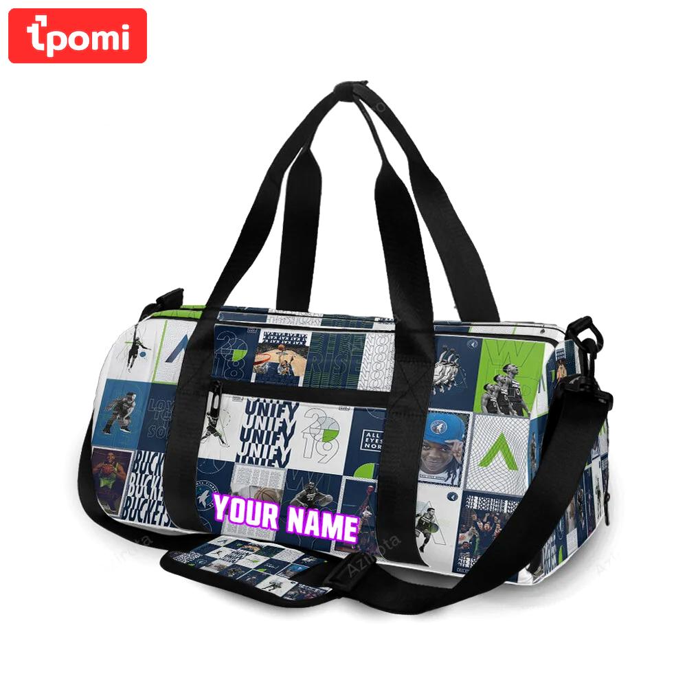 Minnesota timberwolves together v46 personalized name travel bag gym bag 1141 Travel Bag