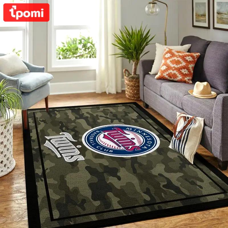 Minnesota twins camo style area rug mlb baseball team logo home decor rug 5 Rectangle Rug