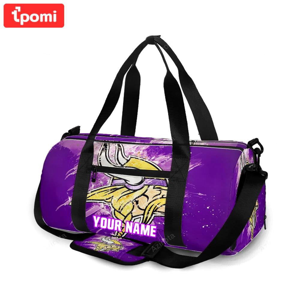 Minnesota vikings emblem brush v3 personalized name travel bag gym bag 1733 Travel Bag