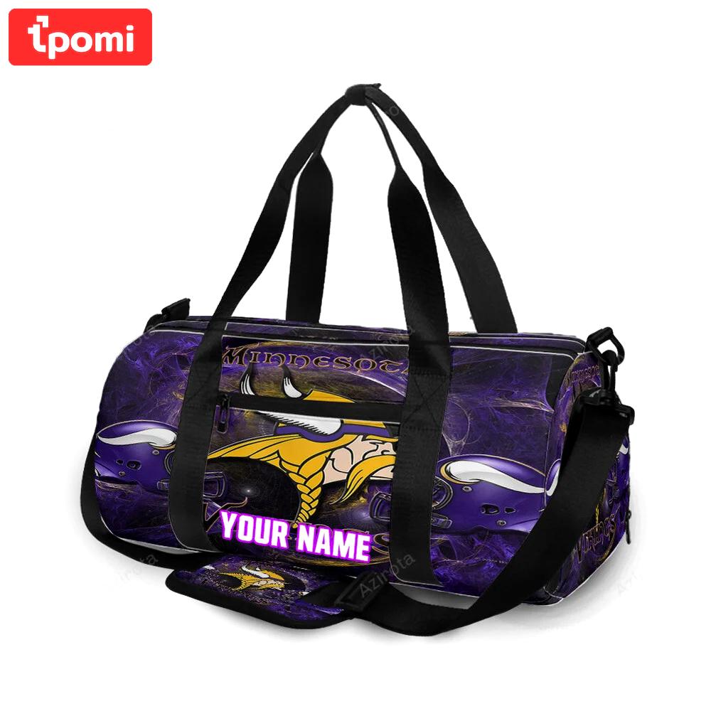 Minnesota vikings emblem helmet v2 personalized name travel bag gym bag 1796 Travel Bag