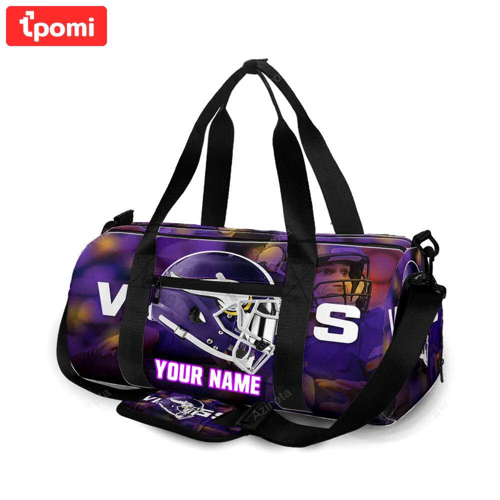 Minnesota vikings emblem helmet v3 personalized name travel bag gym bag 1353 Travel Bag