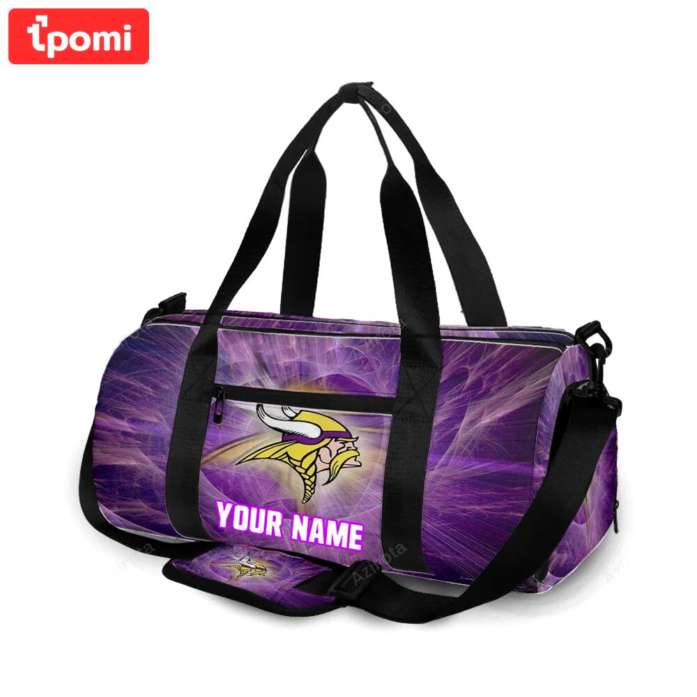 Minnesota vikings emblem v2 personalized name travel bag gym bag 22 Travel Bag