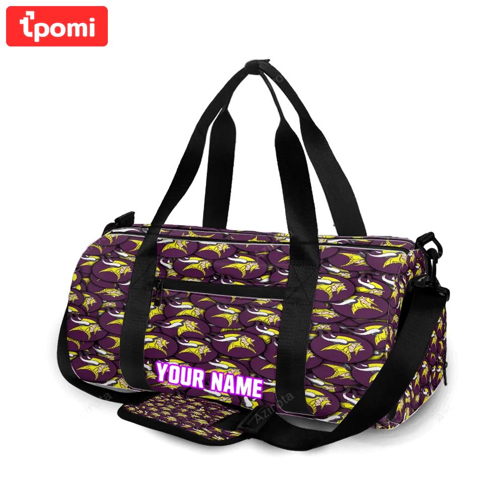 Minnesota vikings emblem v9 personalized name travel bag gym bag 824 Travel Bag