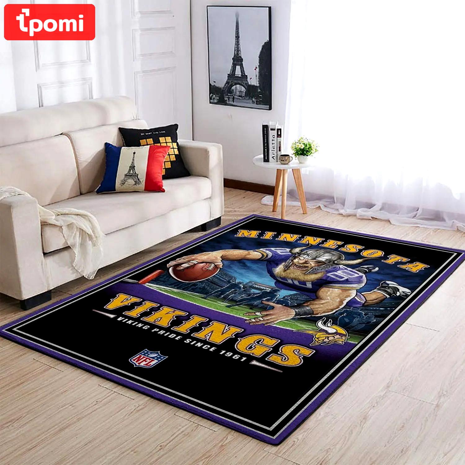 Minnesota vikings nfl team pride rectangle living room rug regtangle carpet Rectangle Rug