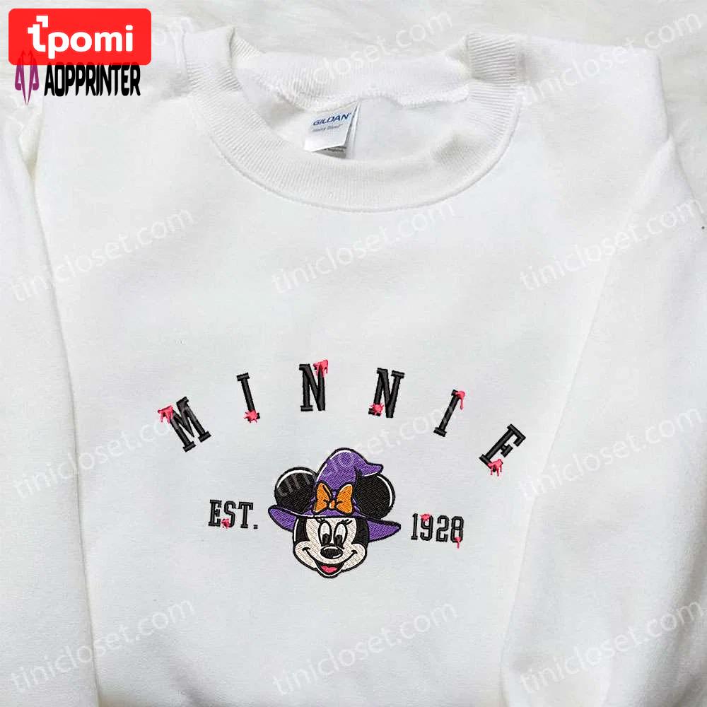 Minnie witch est 1928 embroidered shirt & hoodie: disney halloween collection Embroidered Shirt