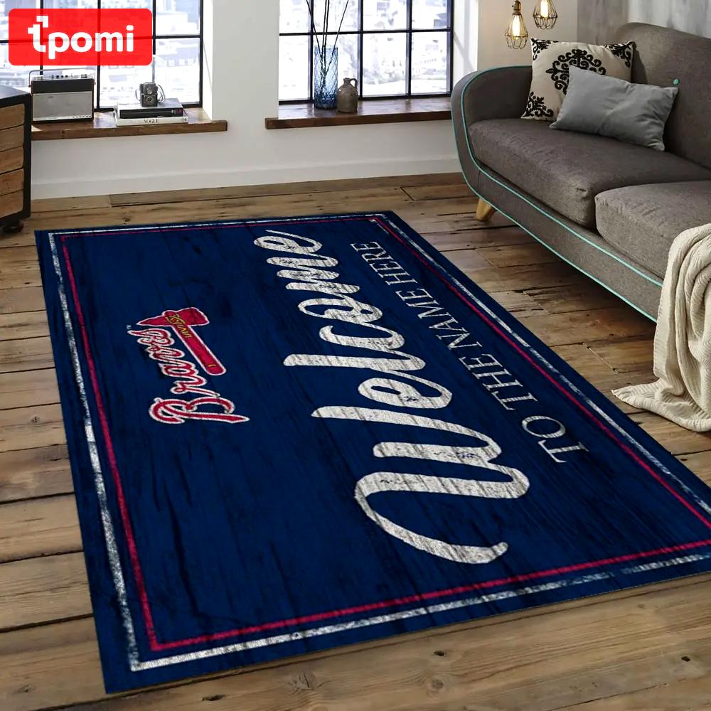 Mlb atlanta braves baseball team logo rectangle area ab39 Rectangle Rug