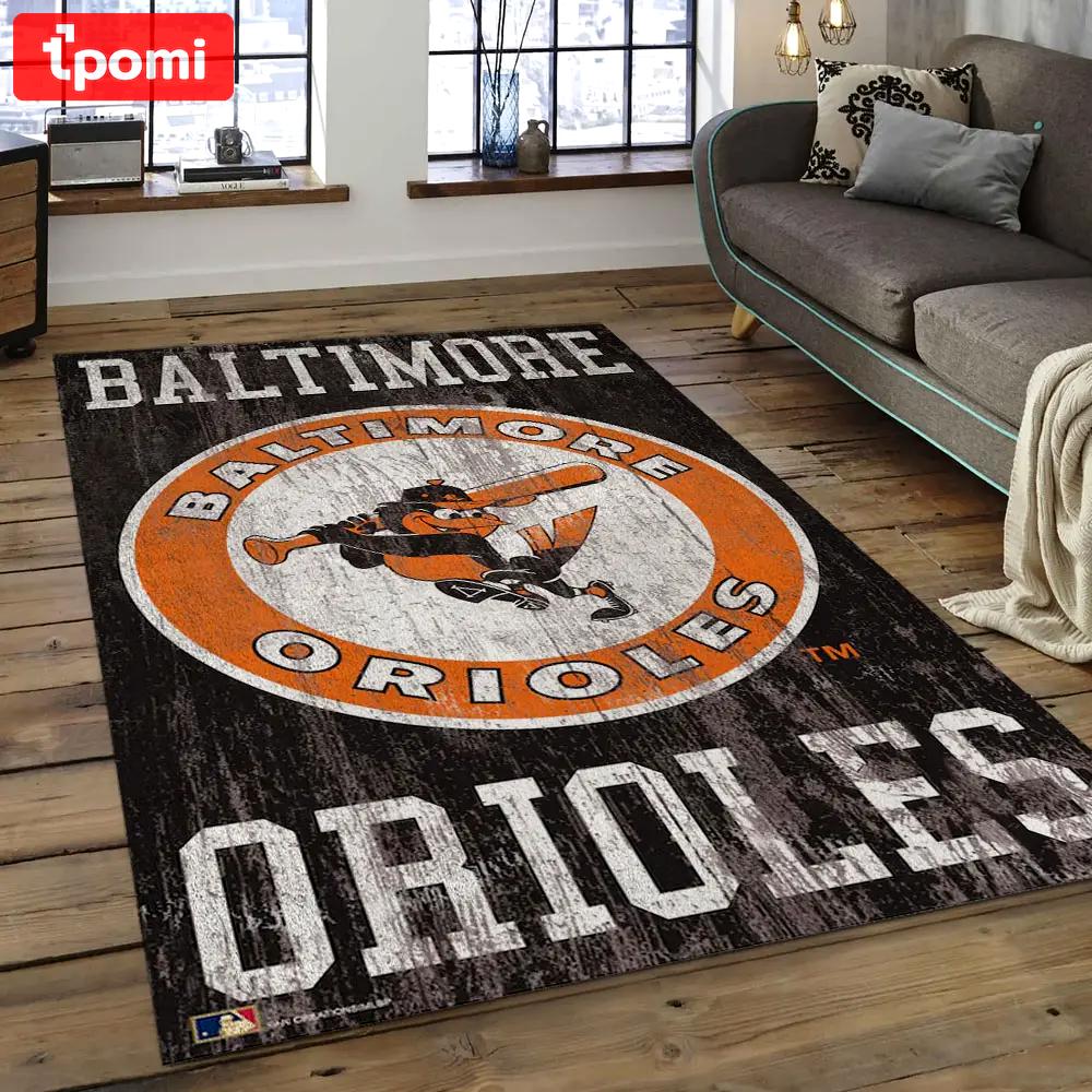 Mlb baltimore orioles baseball team logo rectangle area bo36 Rectangle Rug