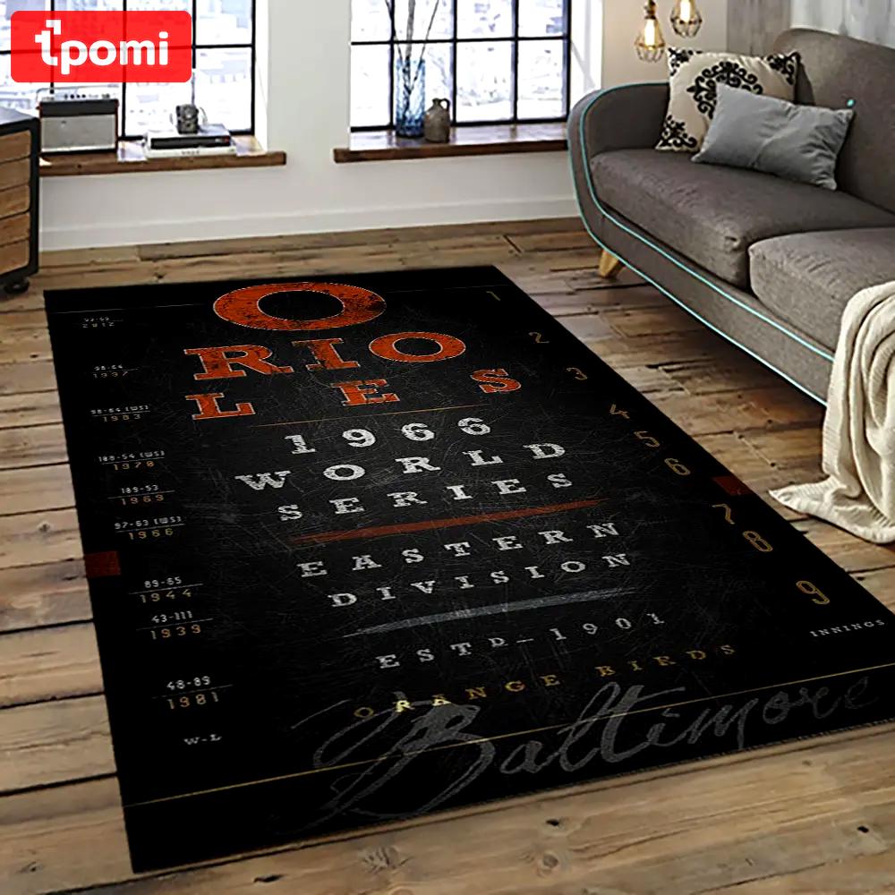 Mlb baltimore orioles baseball team logo sport carpet rectangle area rug for living room bor13 Rectangle Rug