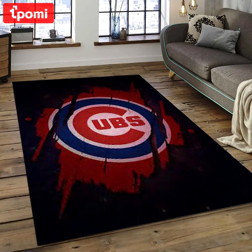 Mlb chicago cubs baseball team logo rectangle area cc35 Rectangle Rug