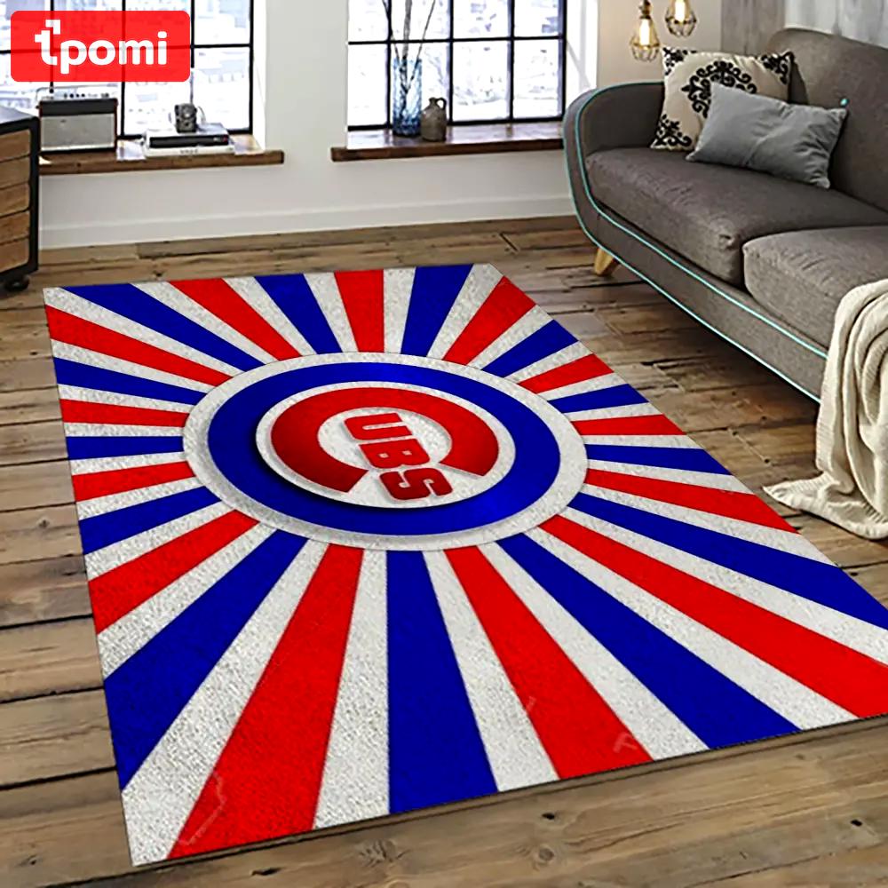 Mlb chicago cubs baseball team logo sport carpet rectangle area rug for living room cac16 Rectangle Rug
