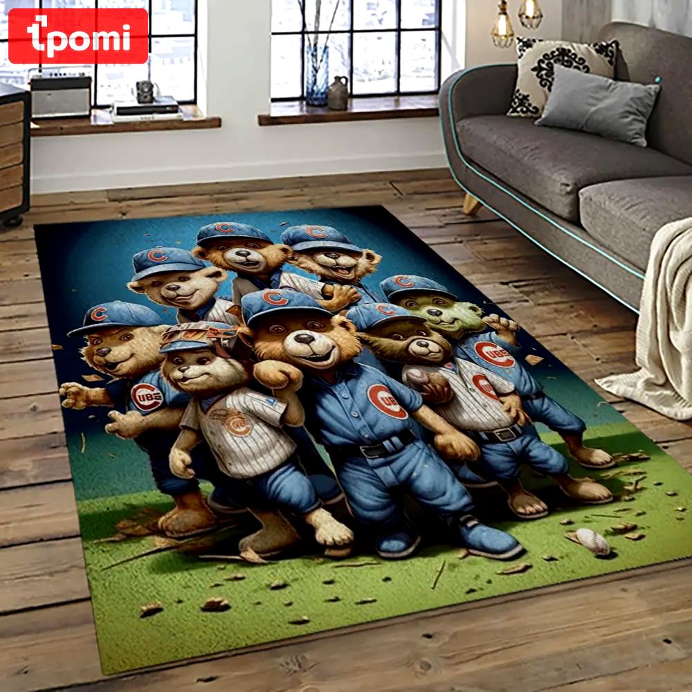 Mlb chicago cubs baseball team logo sport carpet rectangle area rug for living room cac31 Rectangle Rug