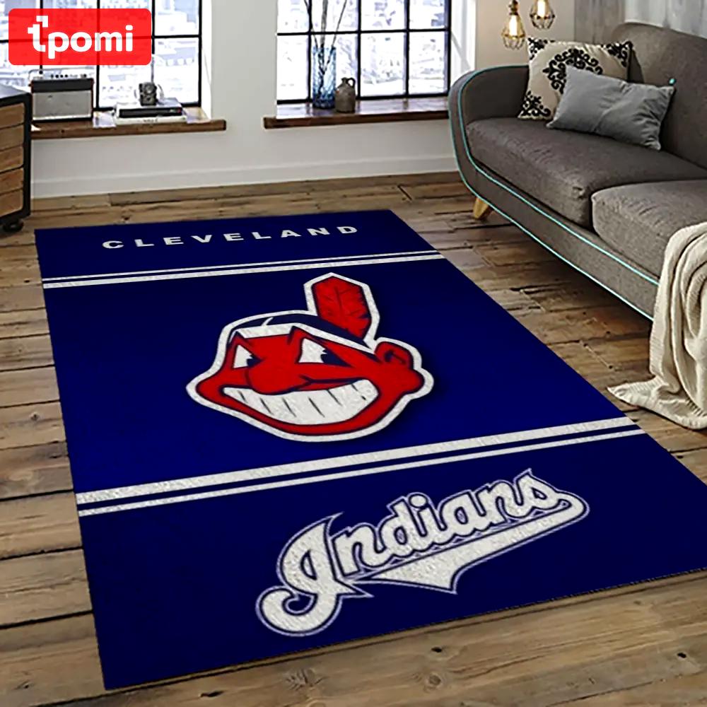 Mlb cleveland indians baseball team logo sport carpet rectangle area rug for living room ci13 Rectangle Rug