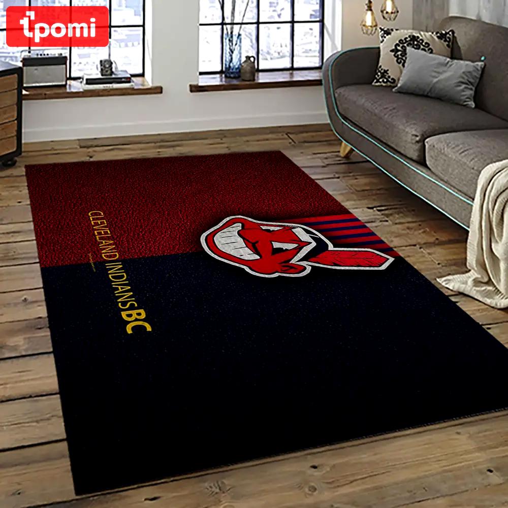 Mlb cleveland indians baseball team logo sport carpet rectangle area rug for living room ci29 Rectangle Rug