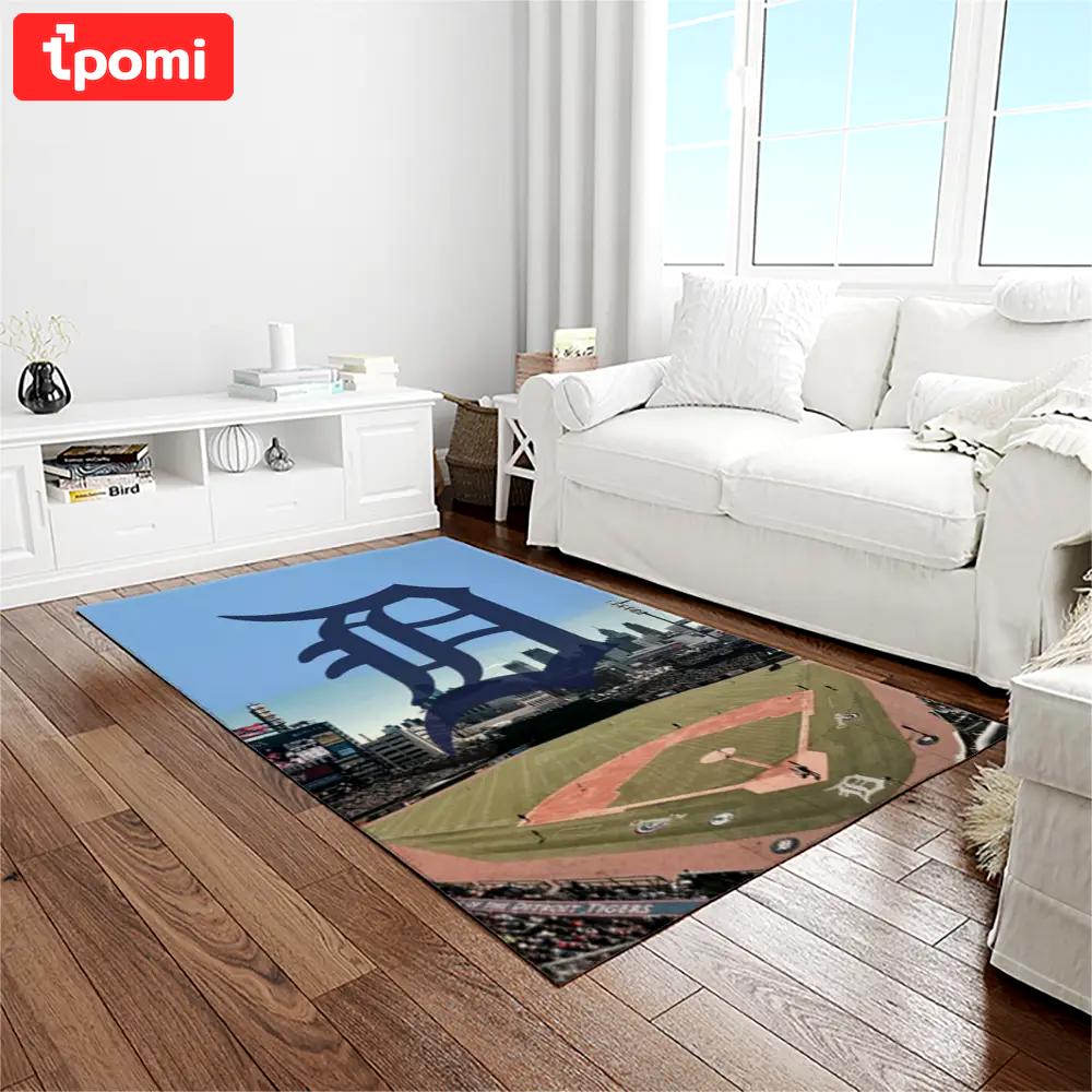 Mlb detroit tigers baseball team logo rectangle area rug dt27 Rectangle Rug
