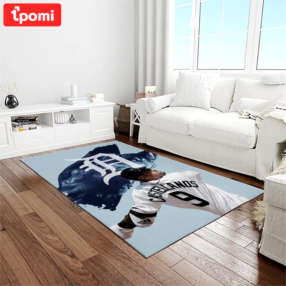 Mlb detroit tigers baseball team logo rectangle area rug dt39 Rectangle Rug