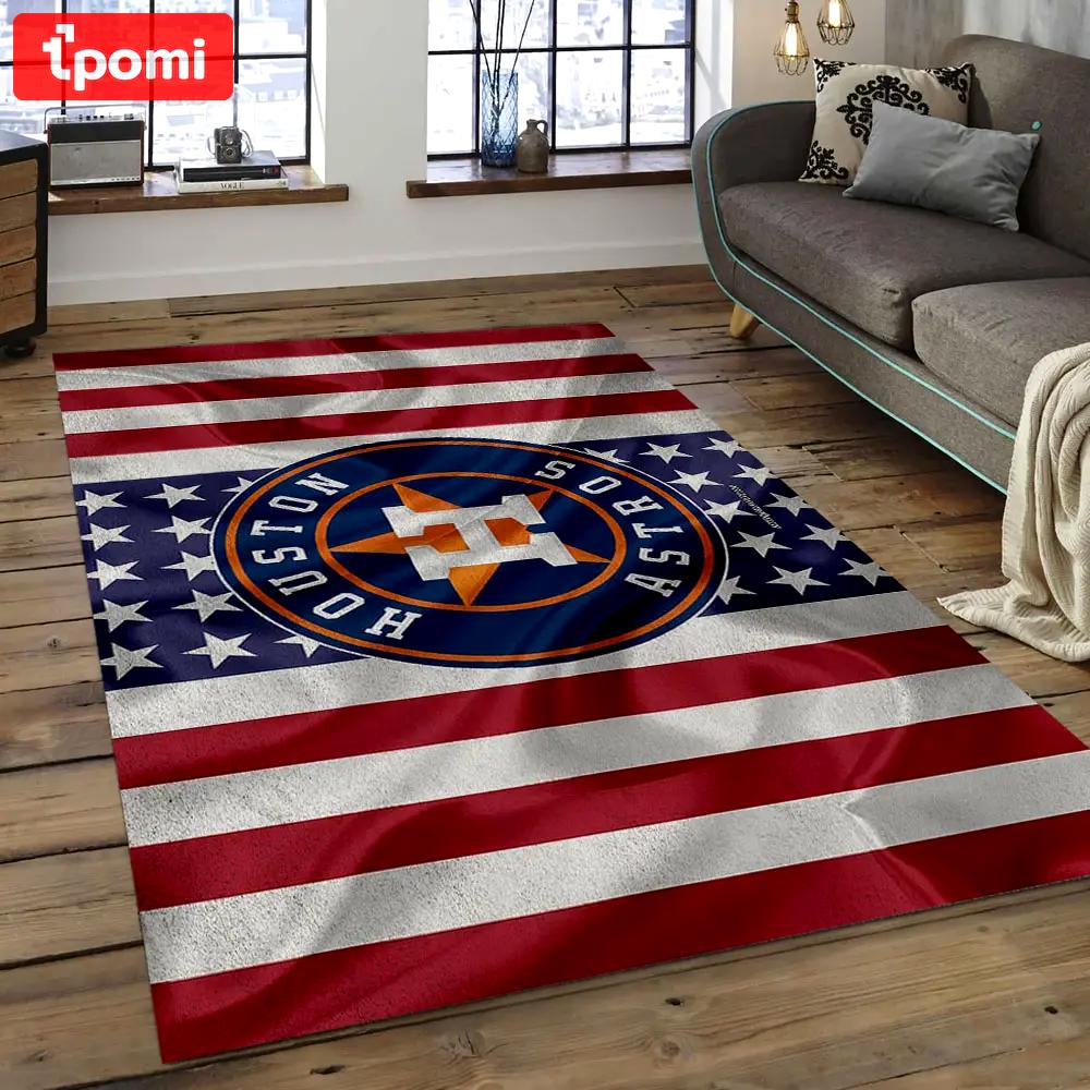Mlb houston astros baseball team logo rectangle area ha18 Rectangle Rug