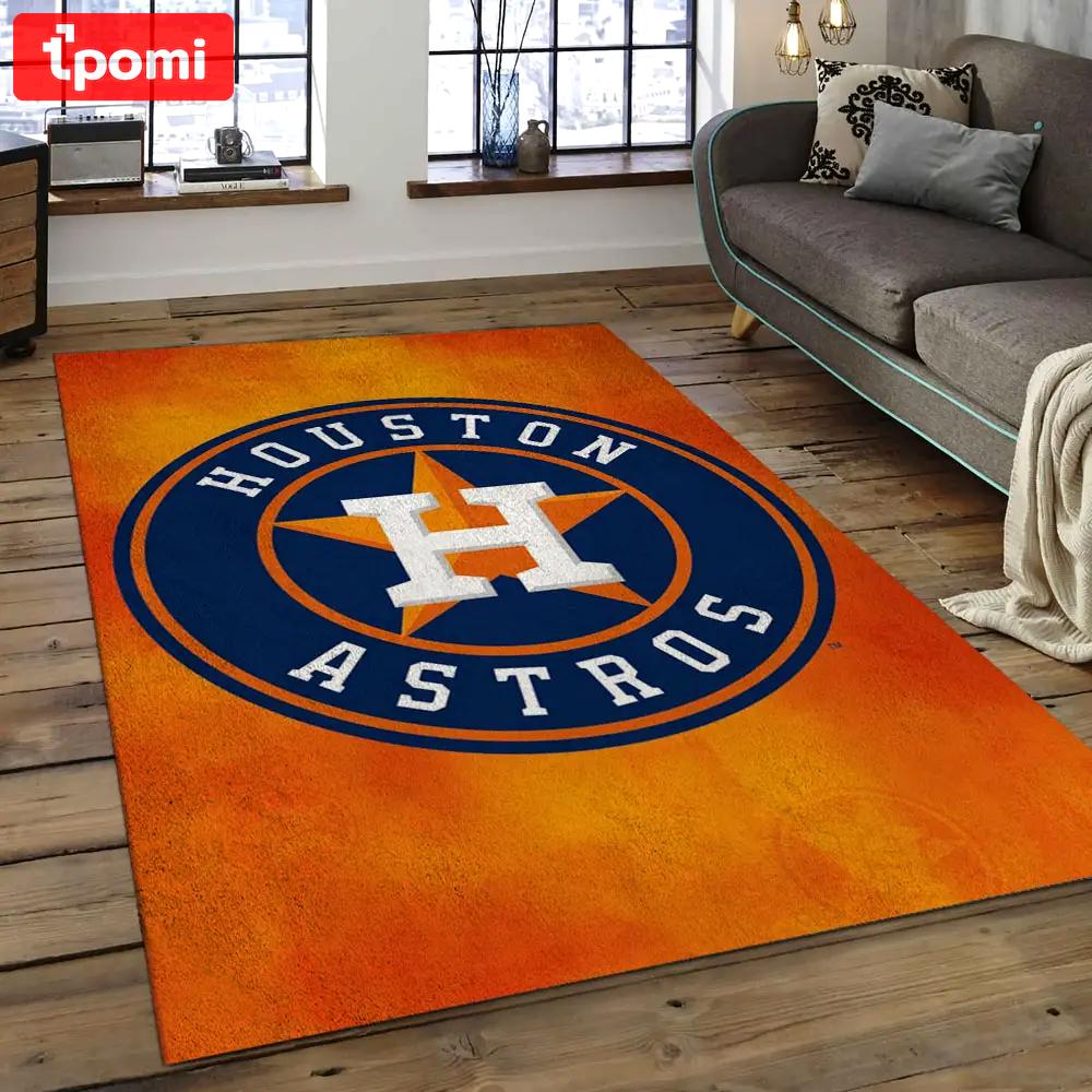 Mlb houston astros baseball team logo rectangle area ha34 Rectangle Rug