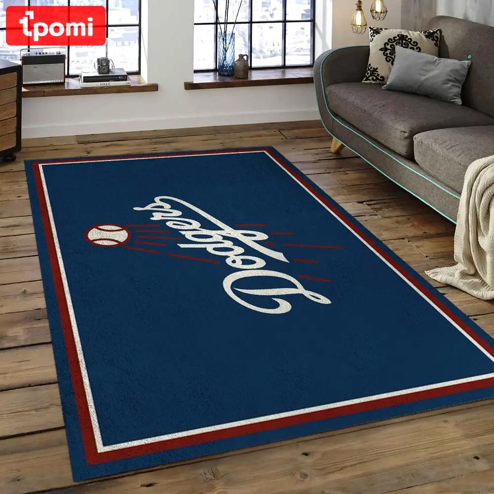 Mlb los angeles dodgers baseball team logo rectangle area lad60 Rectangle Rug