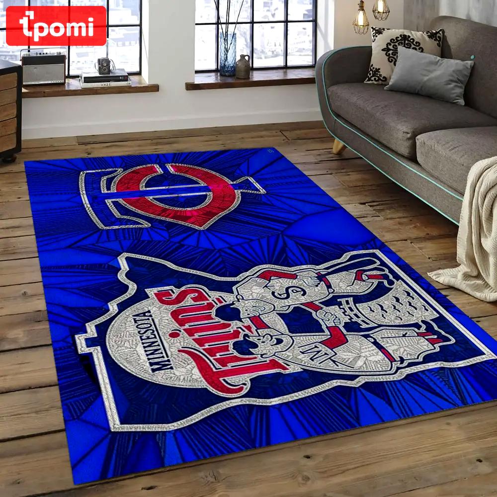 Mlb minnesota twins baseball team logo rectangle area mts23 Rectangle Rug