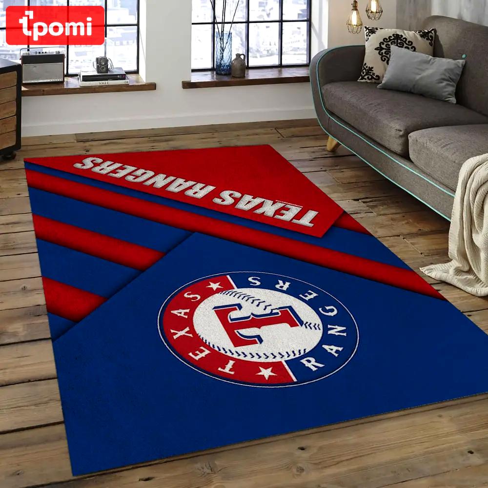 Mlb texas rangers baseball team logo rectangle area tr04 Rectangle Rug