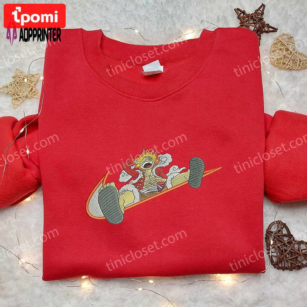 Monkey d luffy one piece x nike shirt – cool anime embroidered tee Embroidered Shirt
