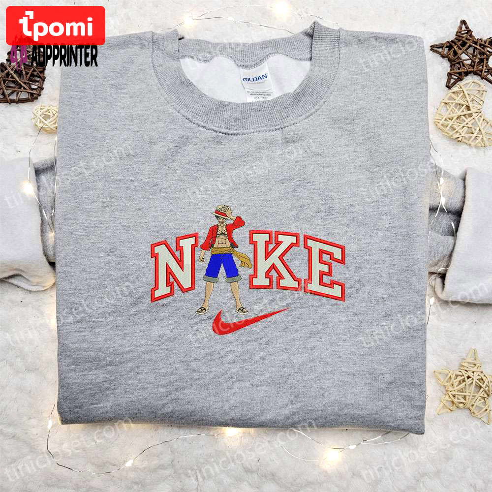 Monkey d luffy x nike embroidered tshirt – one piece inspired shirt Embroidered Shirt