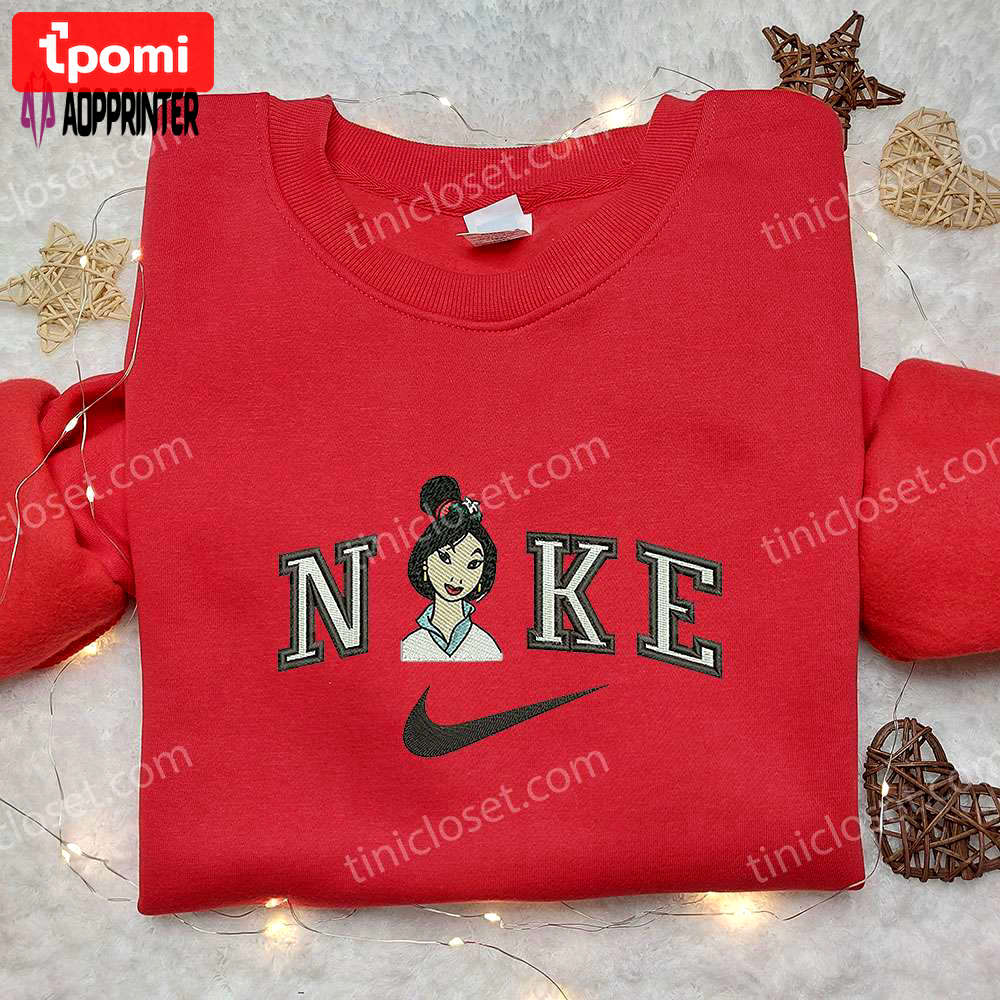 Mulan x nike embroidered shirt: disney movie inspired Embroidered Shirt