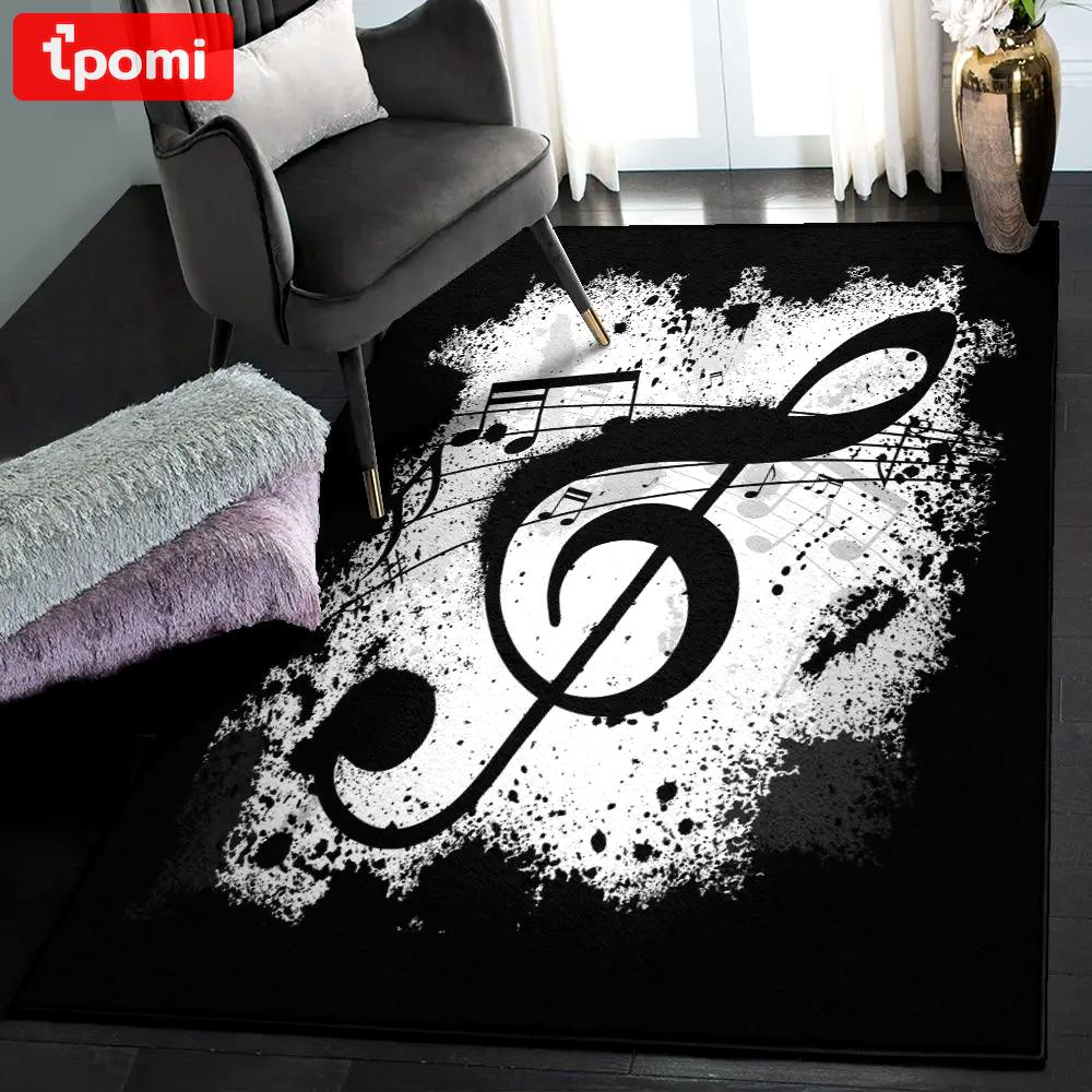 Music note large living room rugs, music note black gs cl rug Rectangle Rug