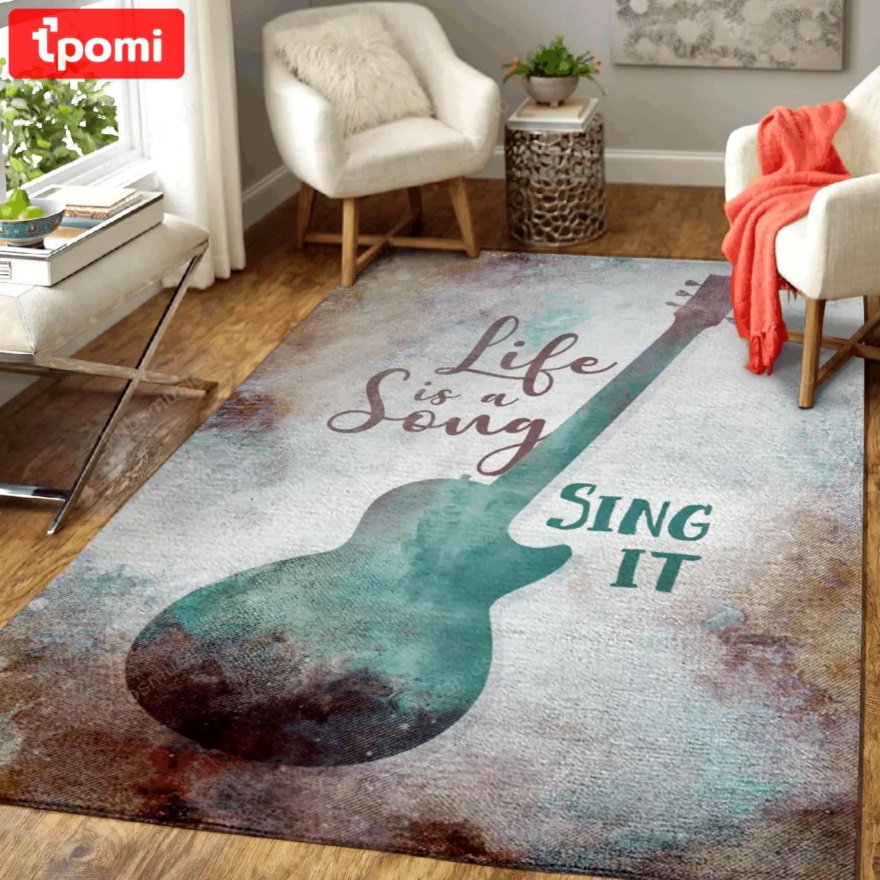 Music quote guitar music quotes art for fans area rug living room carpet rug regtangle carpet floor decor home decor Rectangle Rug