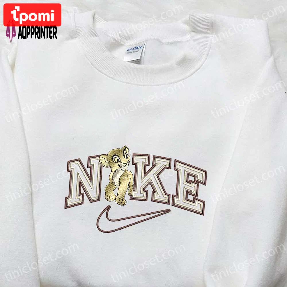 Nala x nike cartoon embroidered sweatshirt – disney characters & nike inspired shirt Embroidered Shirt