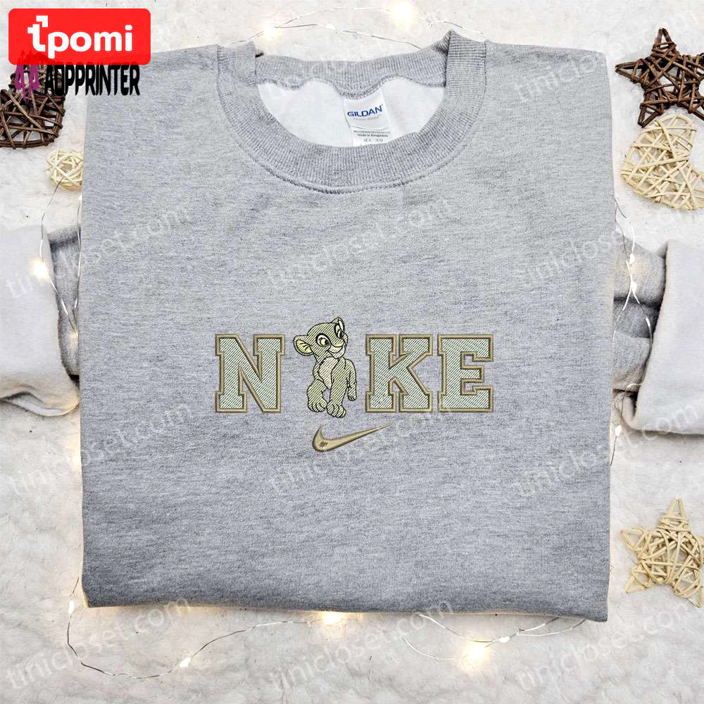 Nala x nike cartoon embroidered tshirt – disney characters & nike inspired shirt Embroidered Shirt