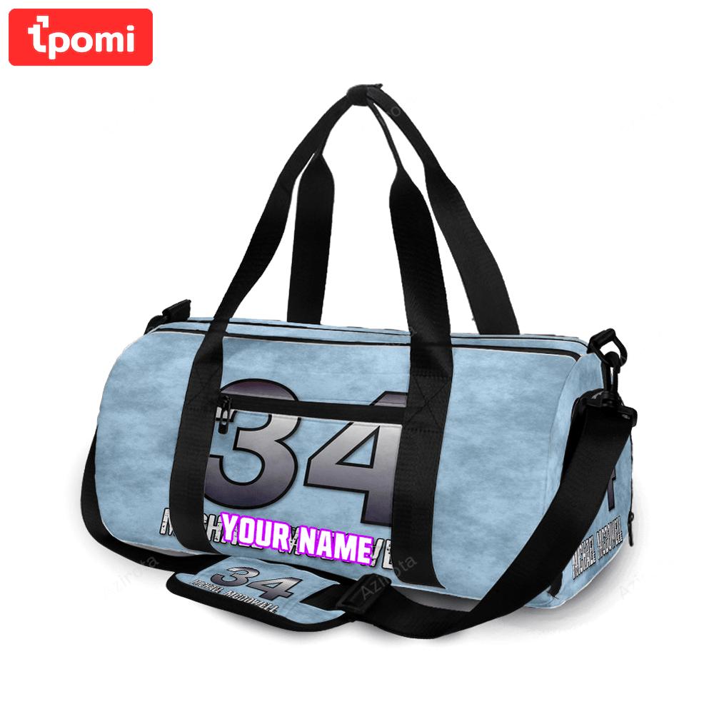 Nascar front row motor sports mc dowell 34 silver personalized name travel bag gym bag 188 Travel Bag