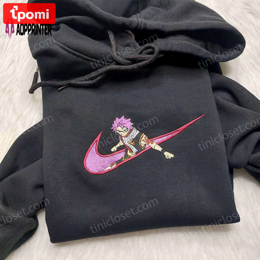 Natsu dragneel nike embroidered shirt – exclusively designed fairy tail anime apparel Embroidered Shirt