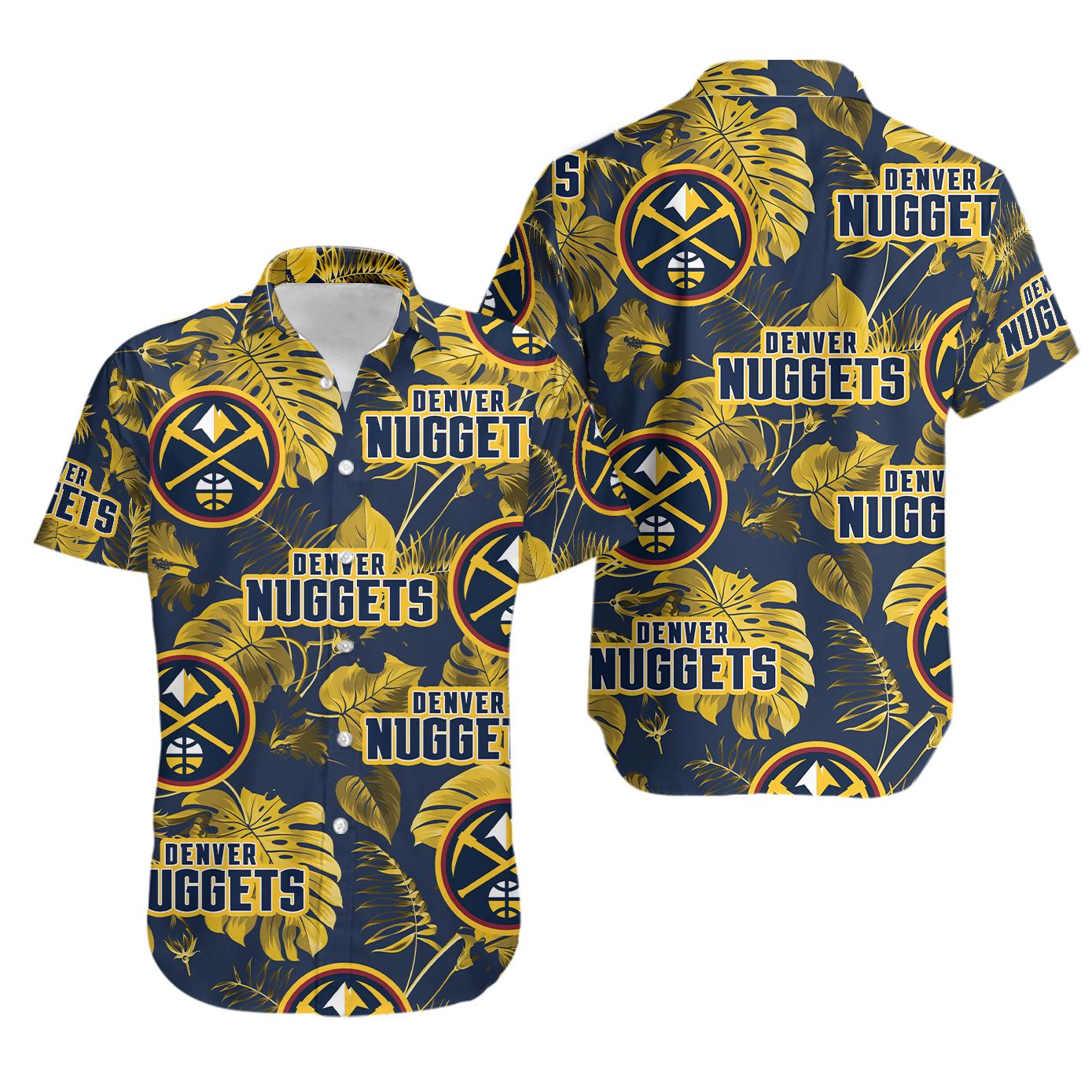 Nba basketball team denver nuggets logo floral pattern hawaiian shirt Hawaii Shirt Shorts & Flip Flops