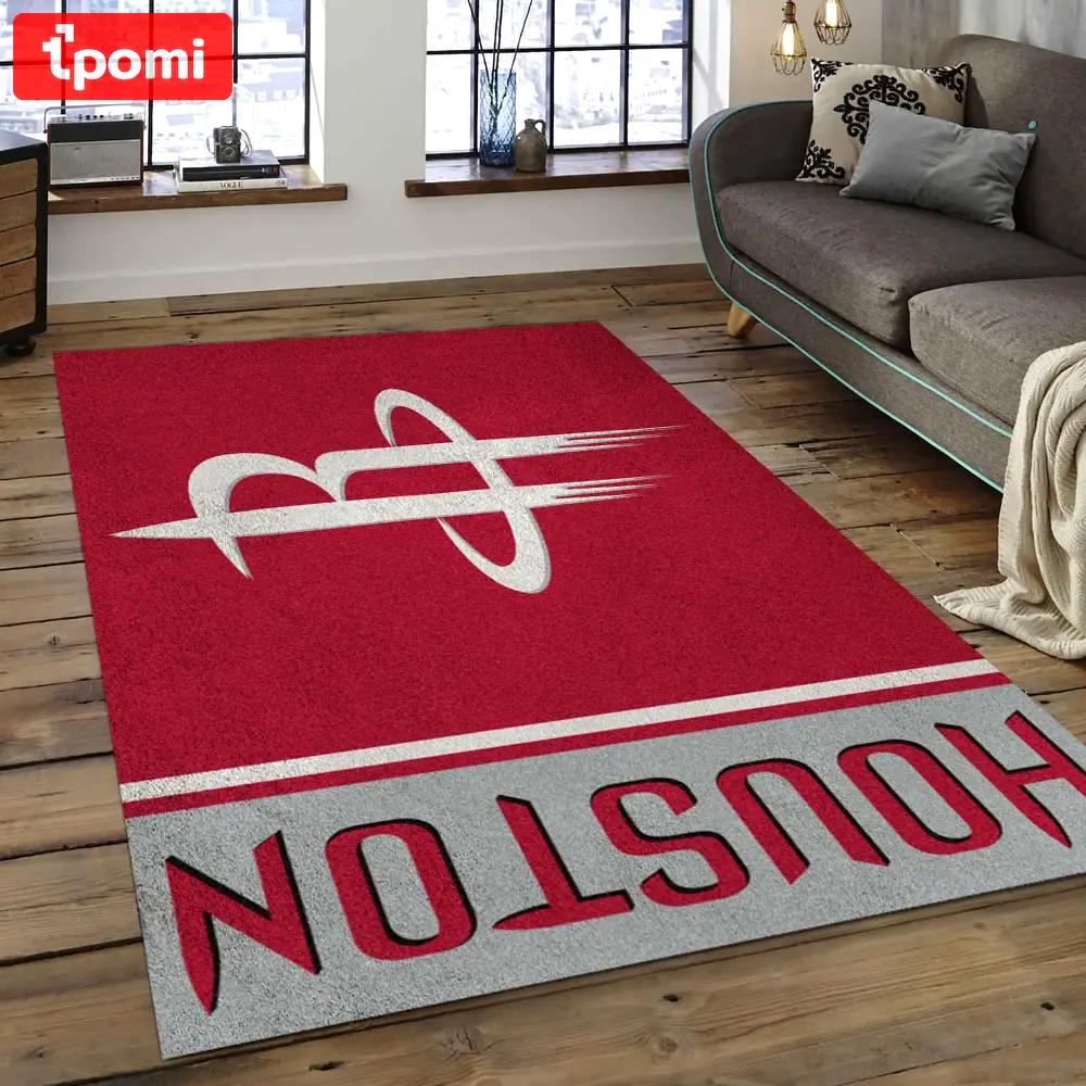 Nba houston rockets basketball legend team logo rectangle area hr29 Rectangle Rug