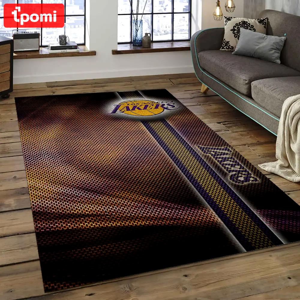 Nba los angeles lakers basketball legend team logo rectangle area lal27 Rectangle Rug