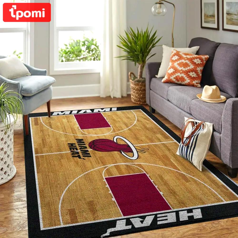 Nba miami heat basketball area rug living room rug team logo carpet v1787 Rectangle Rug