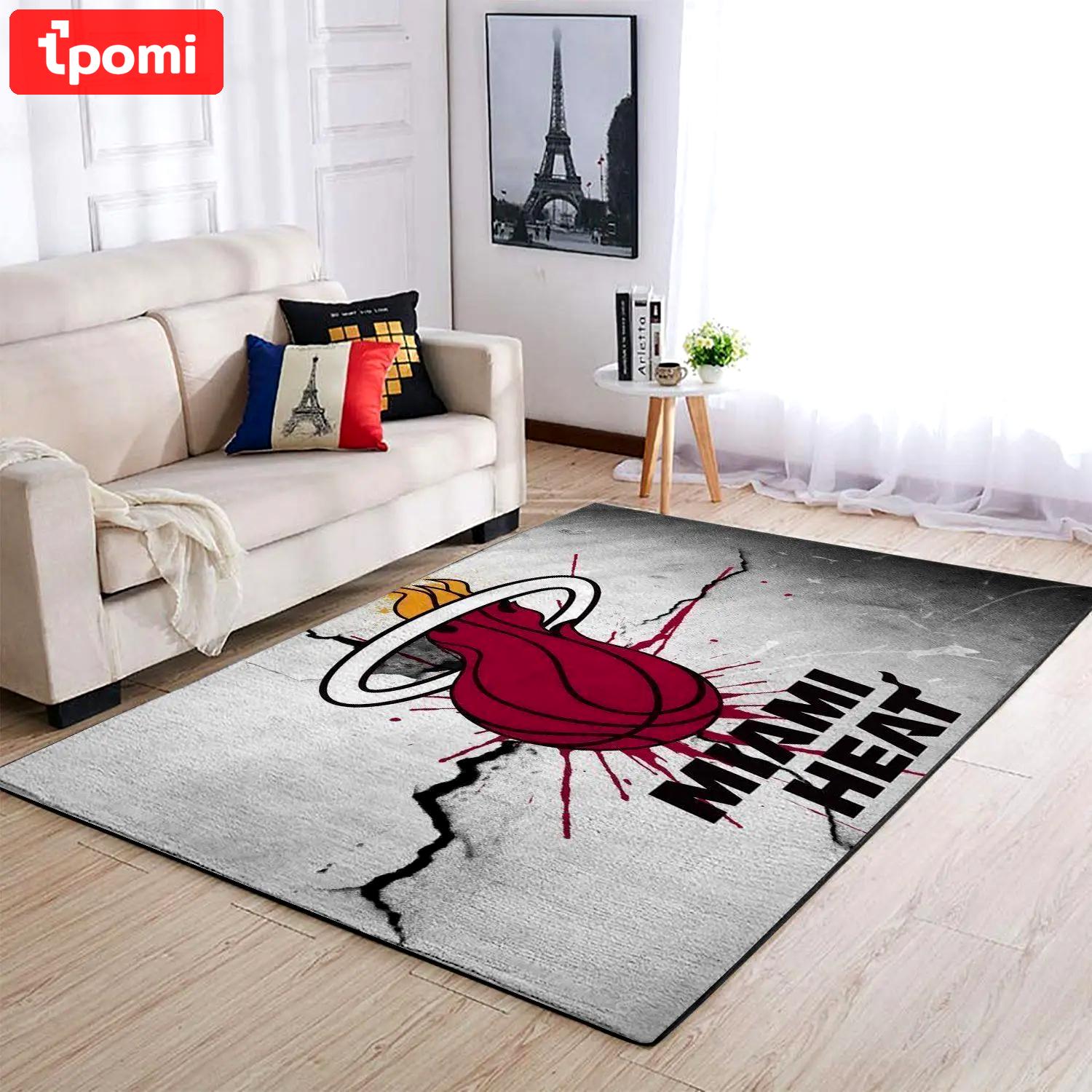 Nba miami heat basketball area rug living room rug team logo carpet v1795 Rectangle Rug