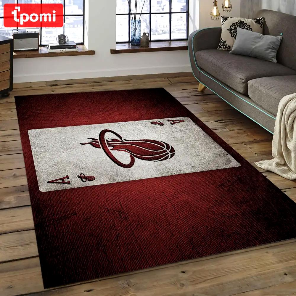 Nba miami heat basketball legend team logo rectangle area mh16 Rectangle Rug