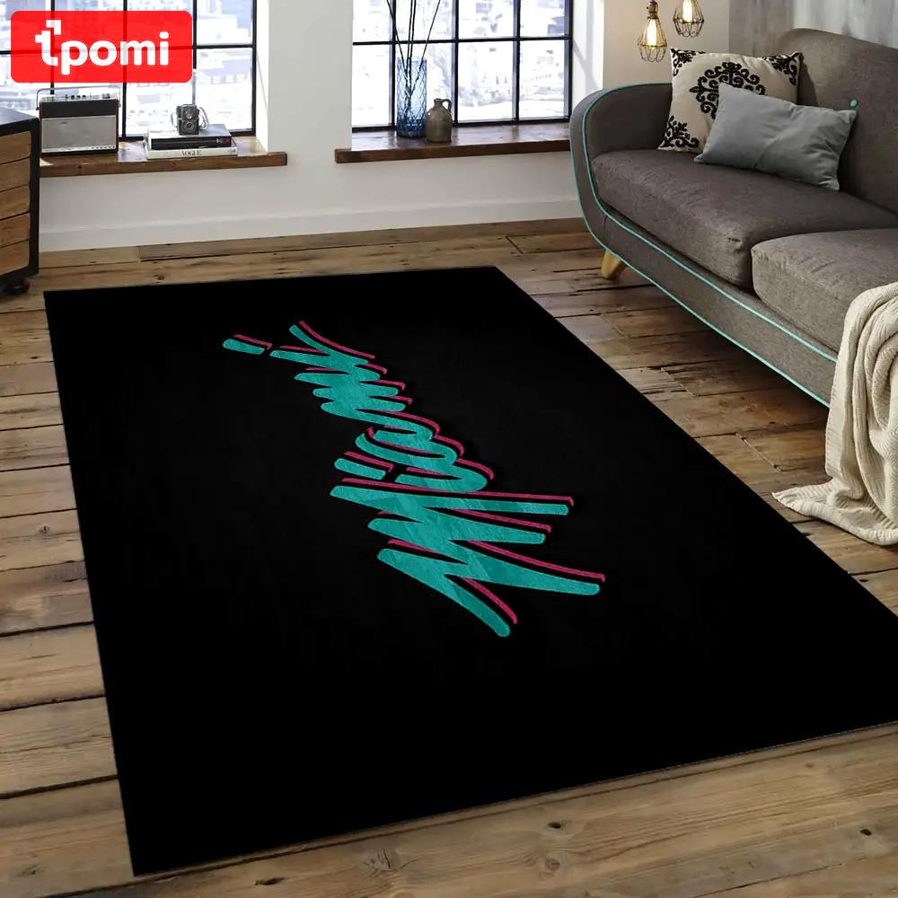 Nba miami heat basketball legend team logo rectangle area mh28 Rectangle Rug