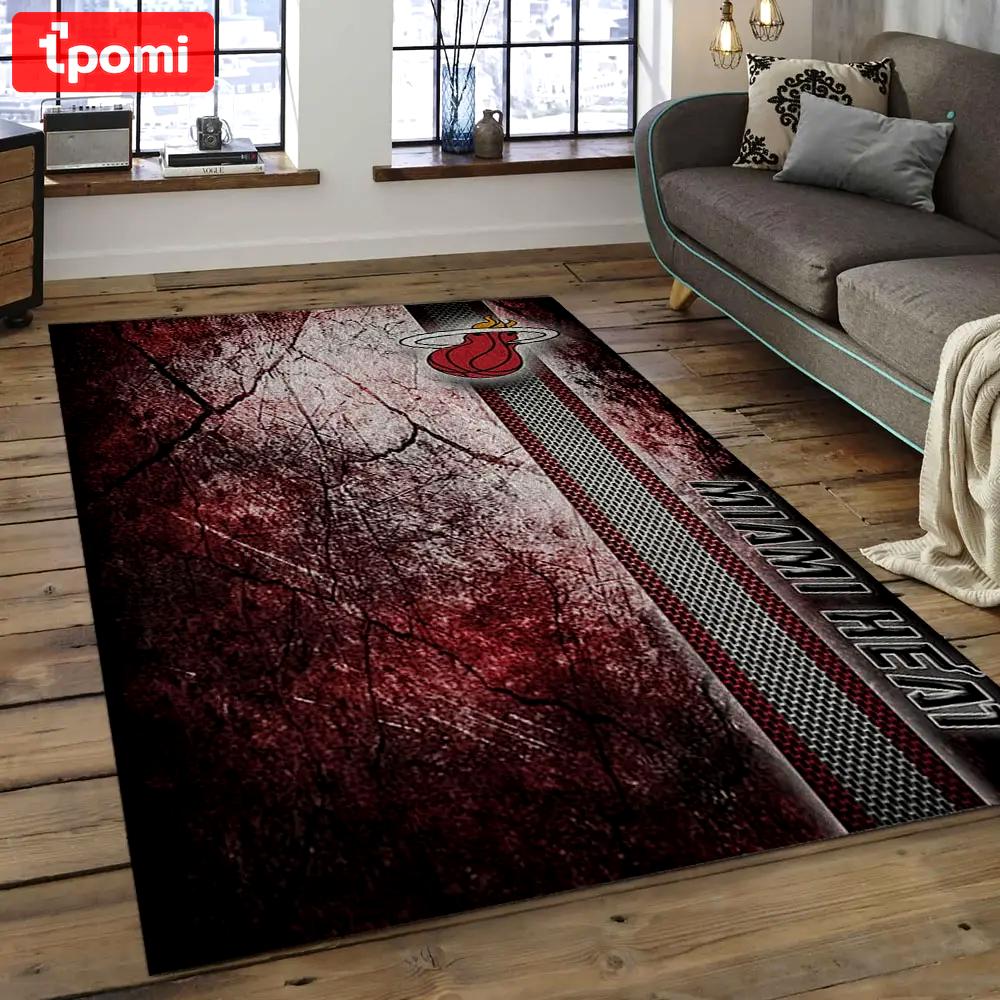 Nba miami heat basketball legend team logo rectangle area mh29 Rectangle Rug