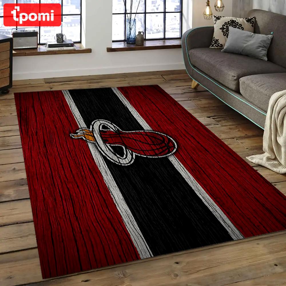 Nba miami heat basketball legend team logo rectangle area mh40 Rectangle Rug