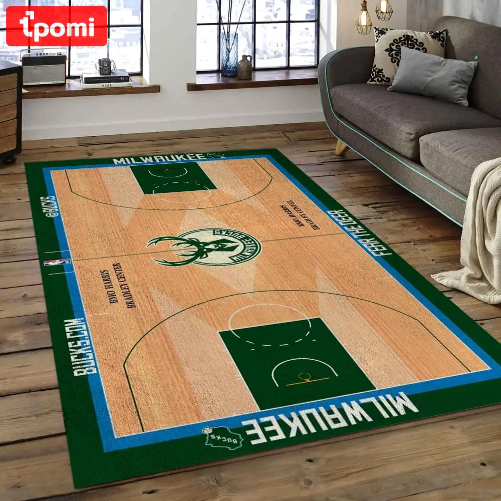 Nba milwaukee bucks basketball legend team logo rectangle area mbs24 Rectangle Rug