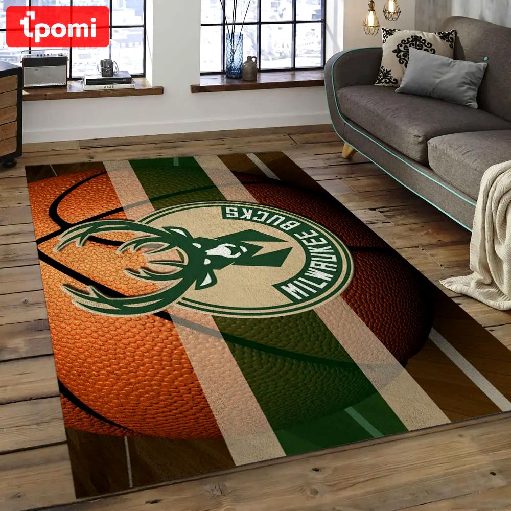 Nba milwaukee bucks basketball legend team logo rectangle area mbs29 Rectangle Rug